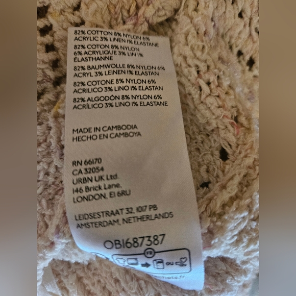 NWOT Anthropologie V-neck Pointelle Sweater Tank Ivory/ Multi MarbleLinen - Picture 6 of 14